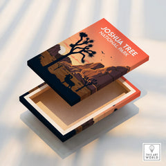 Joshua Tree National Park art print on stretched canvas with sunset desert landscape design