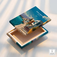 Kalamata Greece Wall Art Print | Mediterranean Seaside Town Travel Poster on decorative box