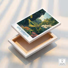 Kew Gardens travel poster on stretched canvas print, botanical garden wall art