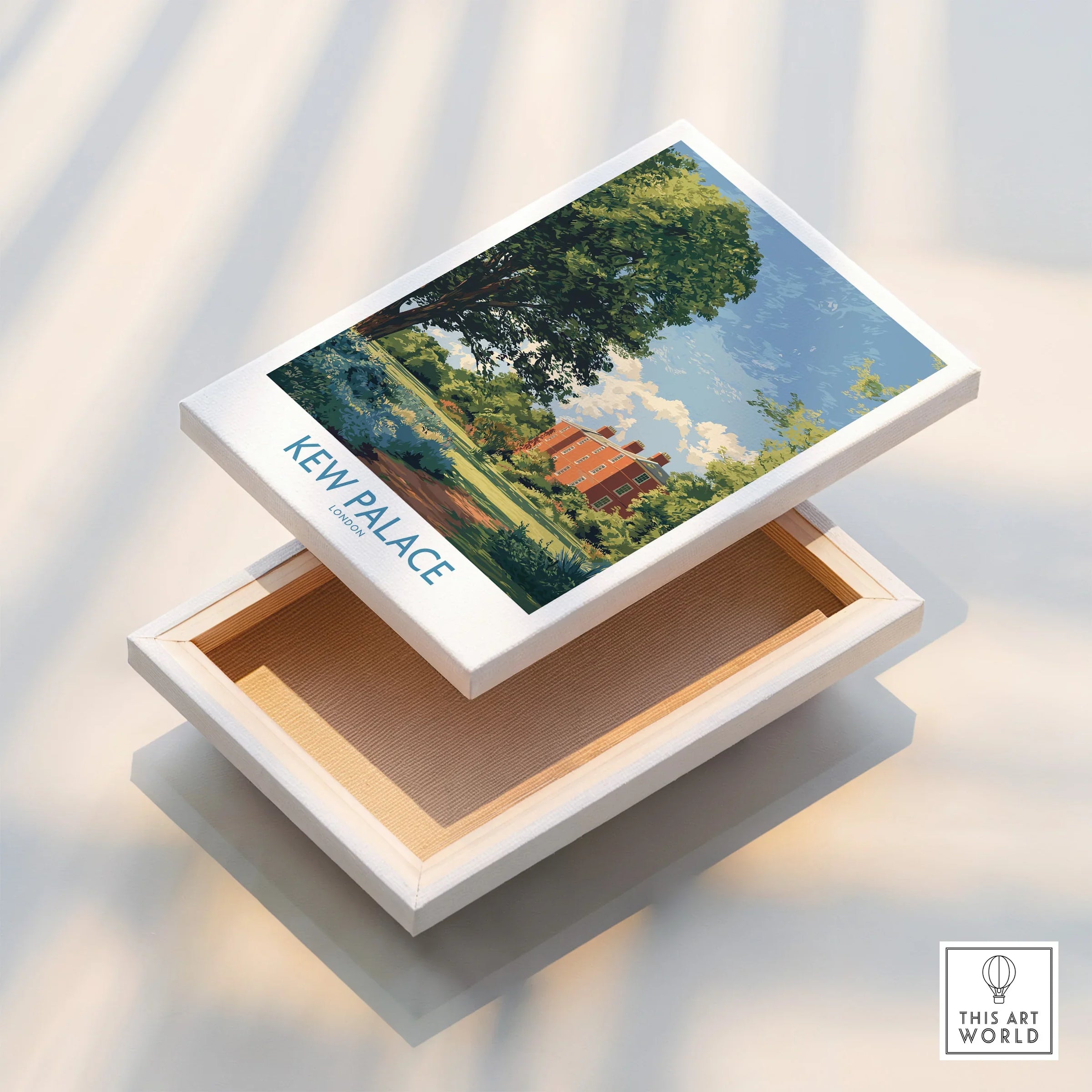 Kew Palace London travel poster canvas print, floating frame, landscape wall art