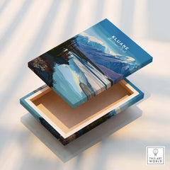 Kluane National Park Canada Wall Art Print | Scenic Yukon River Travel Poster on a wooden box