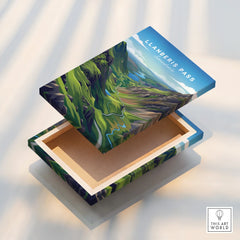 Llanberis Pass souvenir box with colorful travel art landscape design on the lid