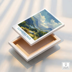 Llanberis Pass landscape art print on floating stretched canvas, mountain scenery wall decor