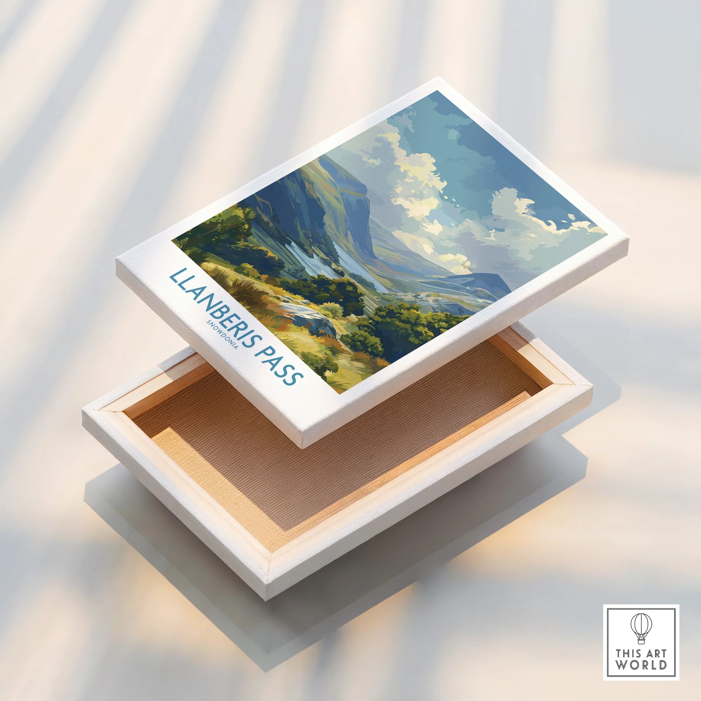 Llanberis Pass landscape art print on floating stretched canvas, mountain scenery wall decor
