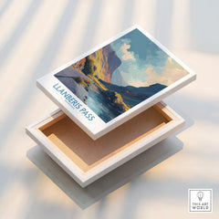 Llanberis Pass landscape art print on stretched canvas with floating frame detail.