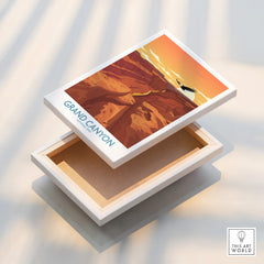Grand Canyon National Park canvas wall art print with sunset landscape and floating frame detail