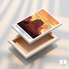 Monument Valley National Park print on stretched canvas, sunset landscape wall art