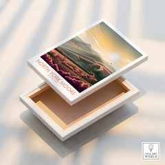 North York Moors stretched canvas wall art print with sunrise landscape illustration