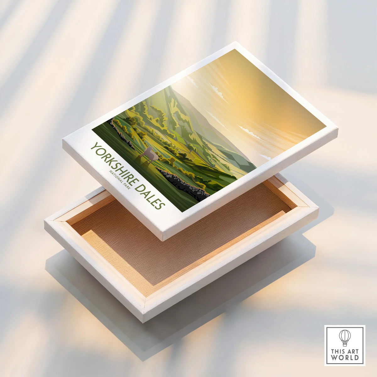 Yorkshire Dales National Park landscape art print on floating framed canvas, sunlit detail