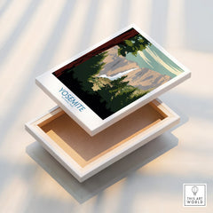 Yosemite National Park wall art print on floating stretched canvas with waterfall view