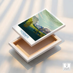 Yosemite National Park canvas print with landscape artwork and floating frame detail