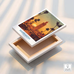 Marrakesh Morocco Posters | Historic Medina Sunset Canvas Print showcasing a vibrant sunset over the medina.
