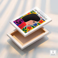 Matisse Art Prints - Floral Woman art print on a decorative box with colorful floral design.