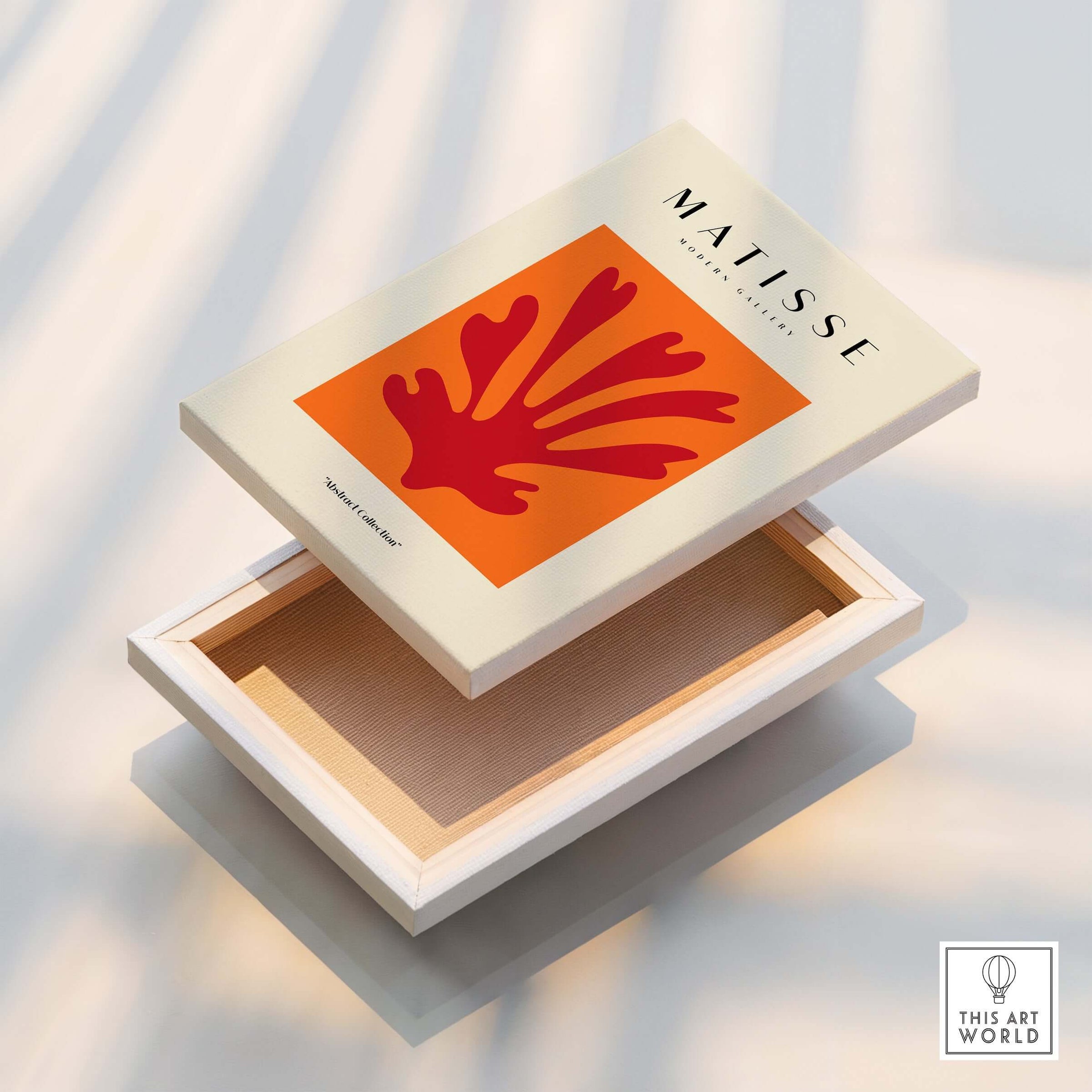 Matisse Art Prints - Red Leaf Abstract Orange Square Poster displayed with a minimalist design and vibrant colors.