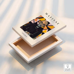 Matisse Art Prints - Portrait Man in Suit Geometric Wall Art displayed on an art box with a vibrant geometric design.