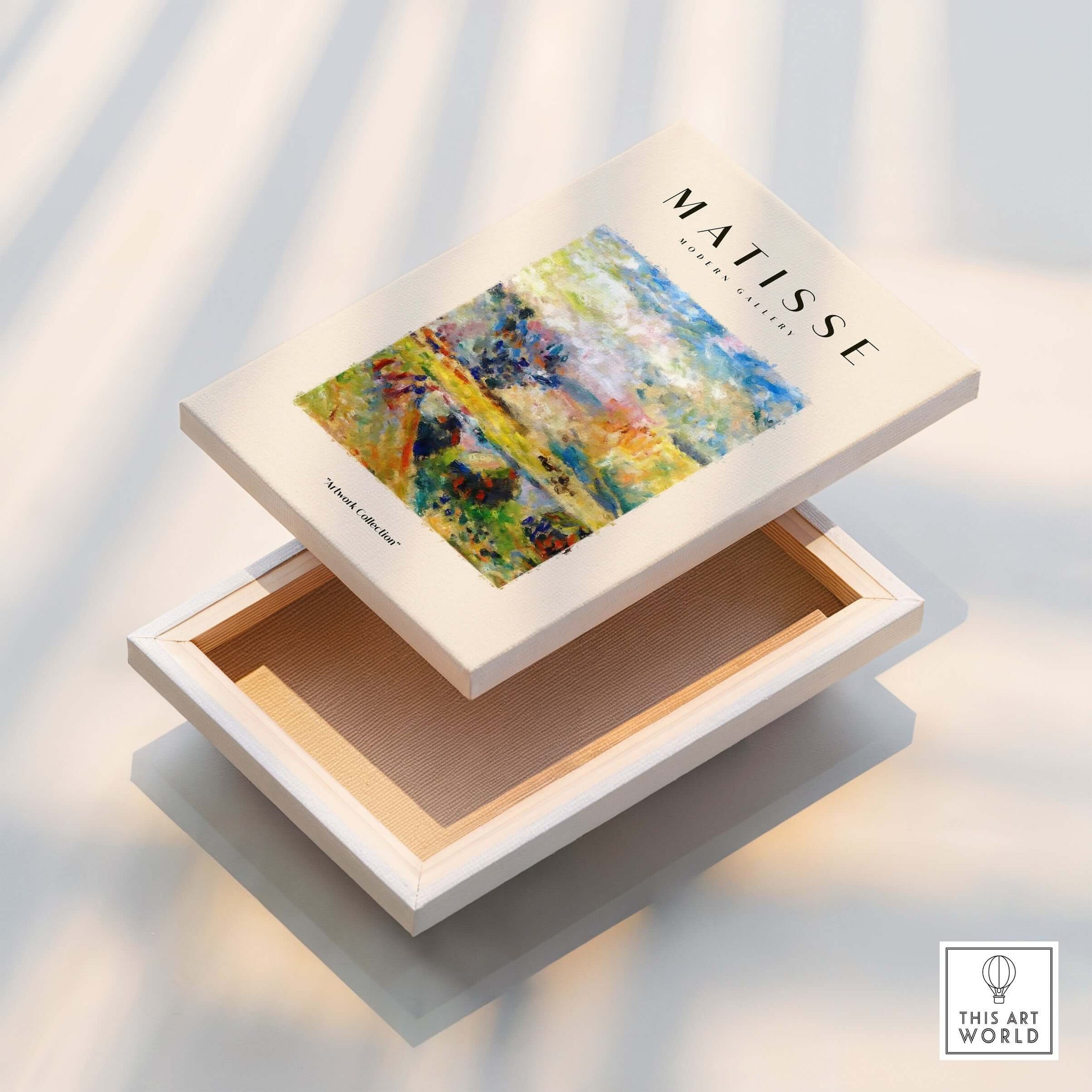 Matisse Art Prints - Abstract Painterly Landscape Bridge Poster displayed on a unique art print box design.