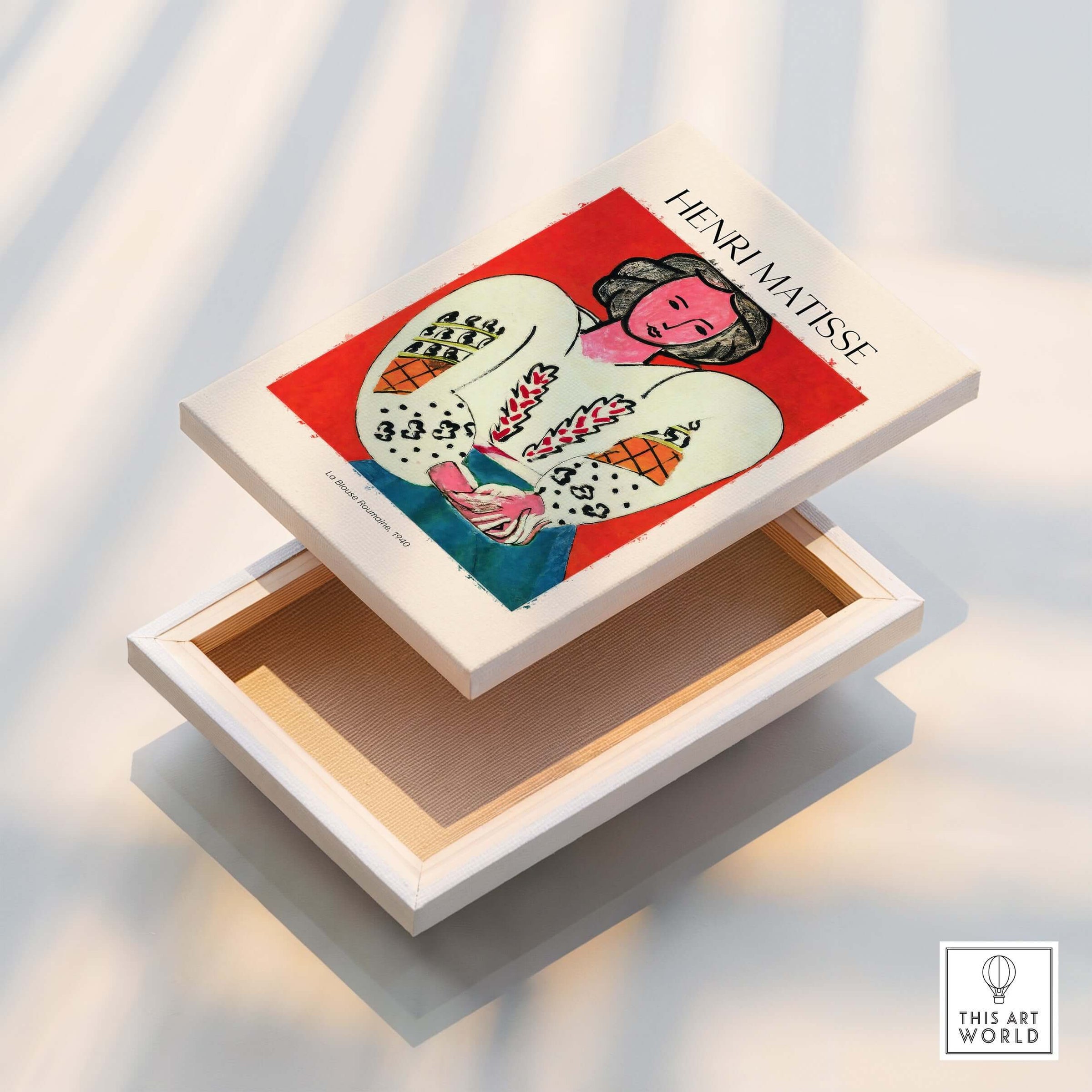 Matisse Poster - La Blouse Roumaine 1940 Famous Art Print displayed on a decorative box.