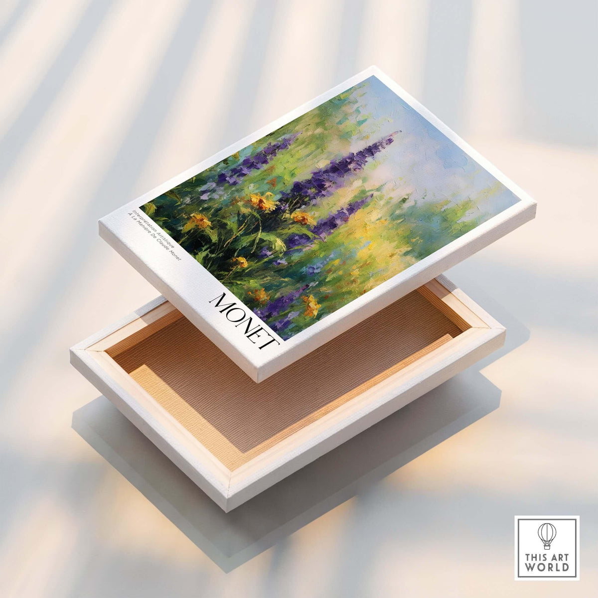 Claude Monet Art Print - Wildflower Meadow Purple Floral Print in a beautifully crafted box.