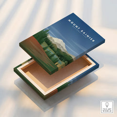 Mount Rainier National Park canvas print with landscape art and floating frame detail