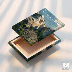 Mount Rushmore Wall Art Print | American Landmark Travel Poster on a decorative box.