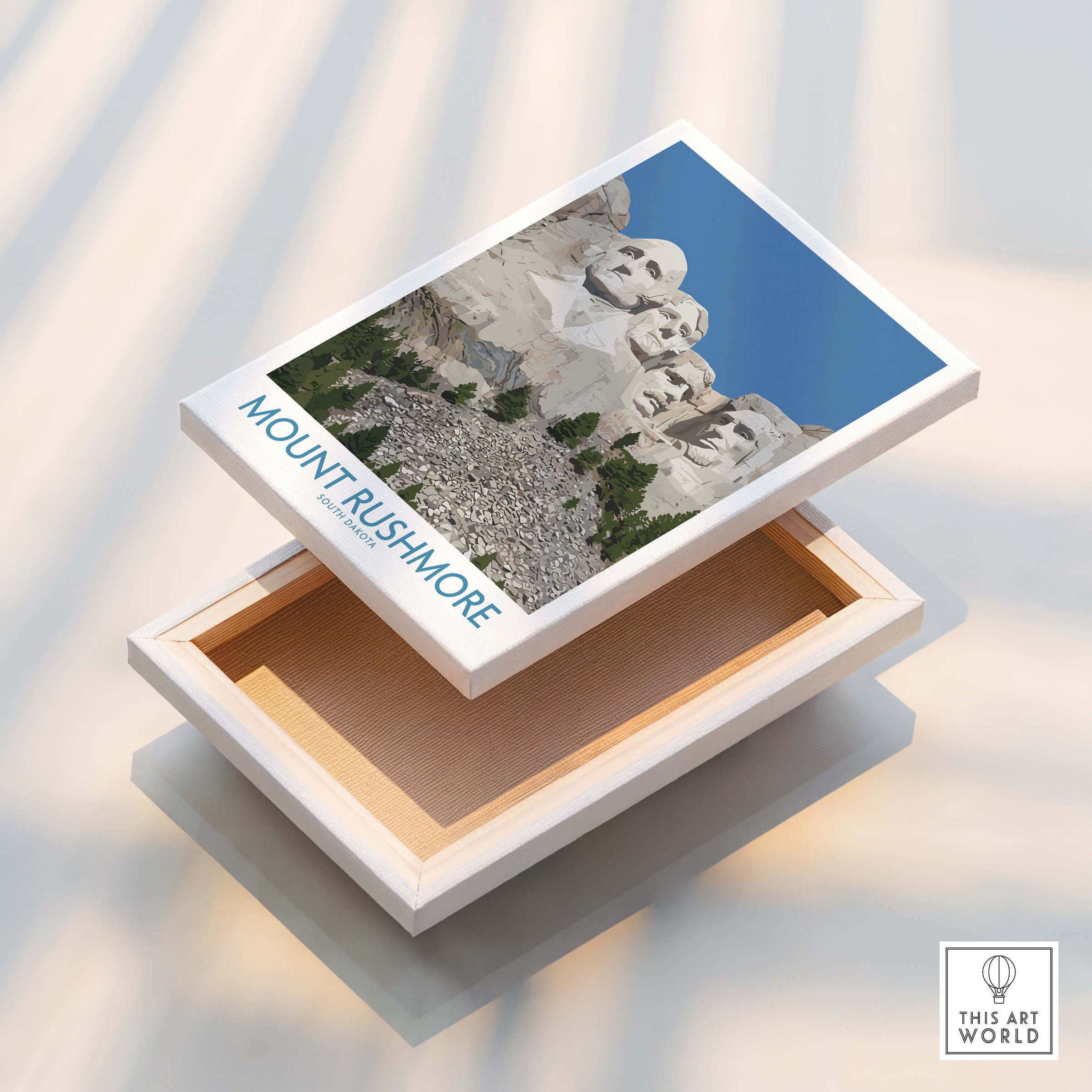 Mount Rushmore Poster | Black Hills National Memorial Canvas Print South Dakota on a decorative box.