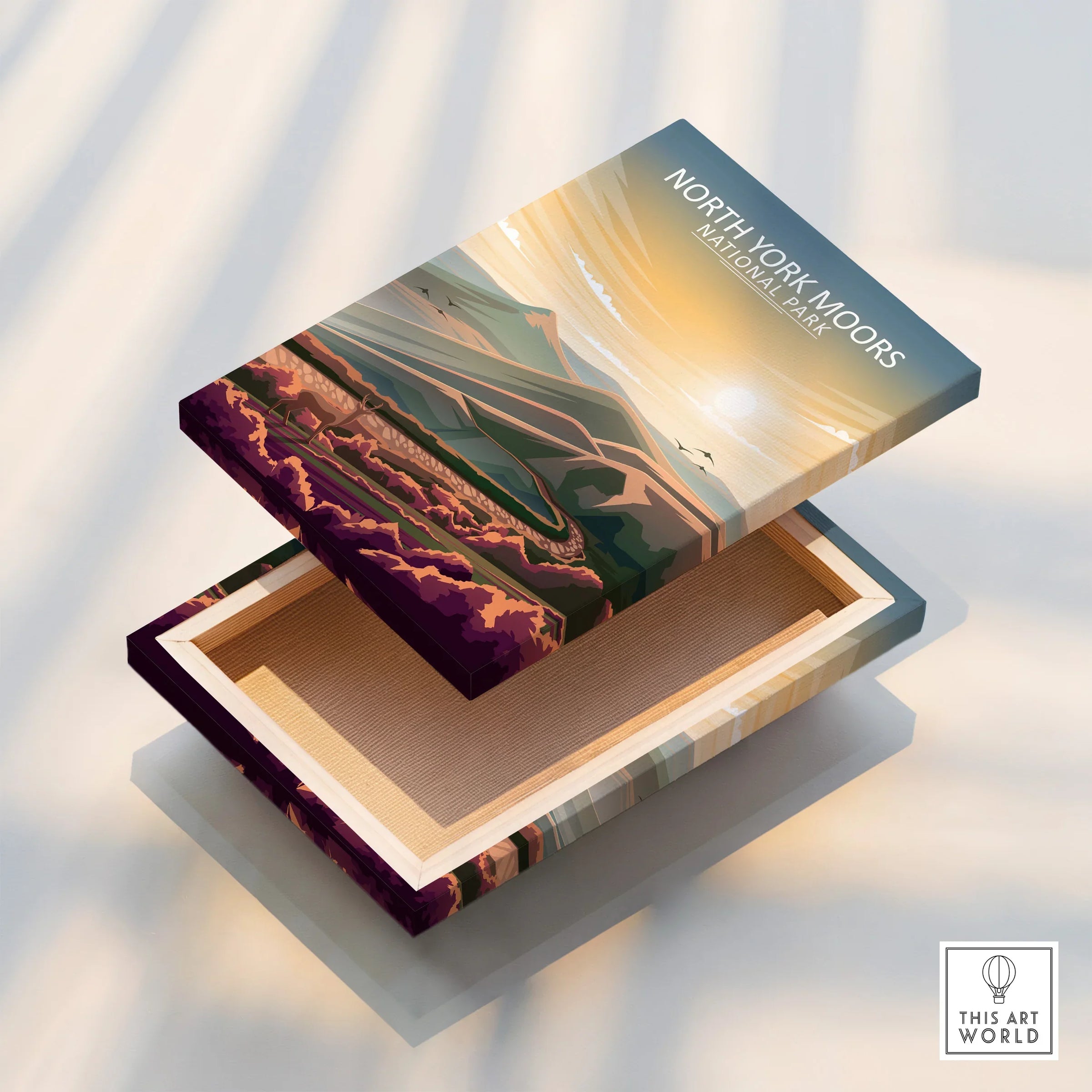 North York Moors National Park art print on floating stretched canvas with scenic landscape design