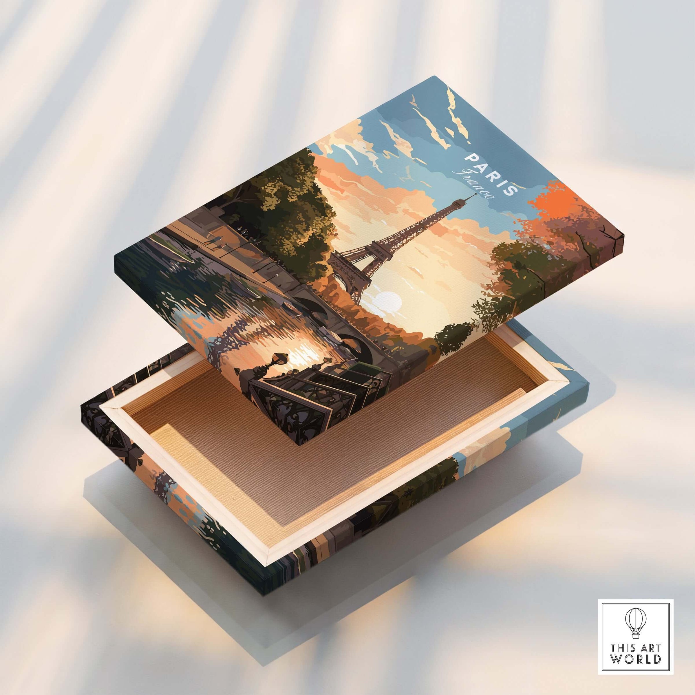 Paris Print featuring the Eiffel Tower in a beautiful sunset, perfect for capturing memories of France.