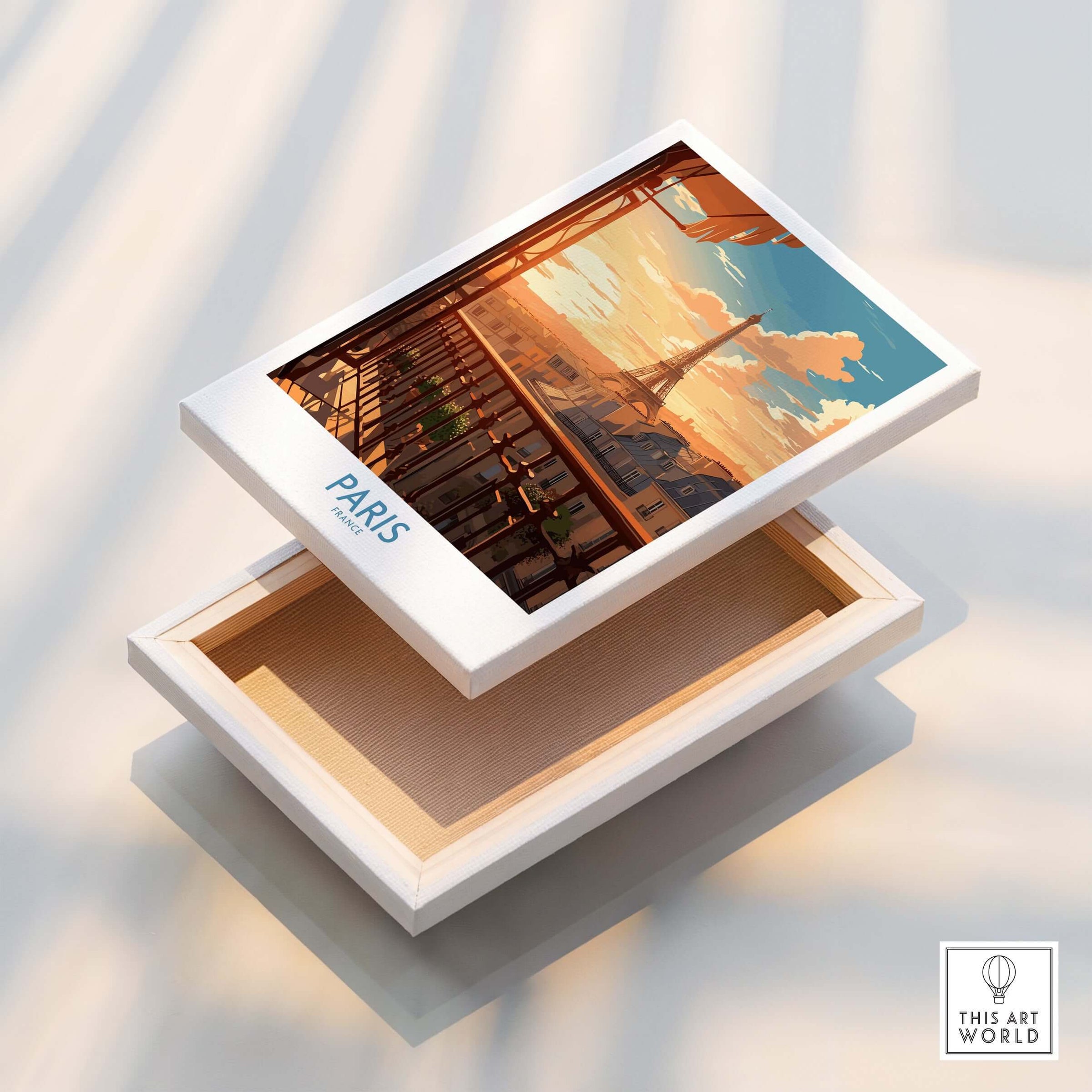 Paris Wall Art | Modern Style featuring Eiffel Tower in chic decorative box.