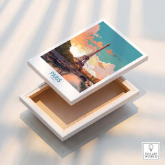 Paris Wall Art - Eiffel Tower featuring a colorful illustration of the Eiffel Tower on a decorative box.