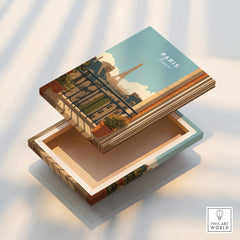 Paris France decorative box with illustrated skyline and Eiffel Tower design
