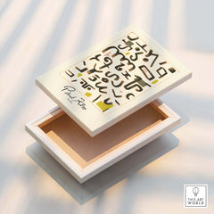 Paul Klee Gesetz Abstract Symbols Modern Art Print Wall Poster Decor on a decorative box open to show contents.