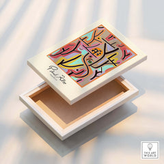 Paul Klee Park Bei Lu Colorful Abstract Landscape Poster Art Print displayed on an open box design.