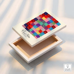 Paul Klee L univers De Klee Colorful Squares Abstract Grid Poster Art Print on a decorative box.