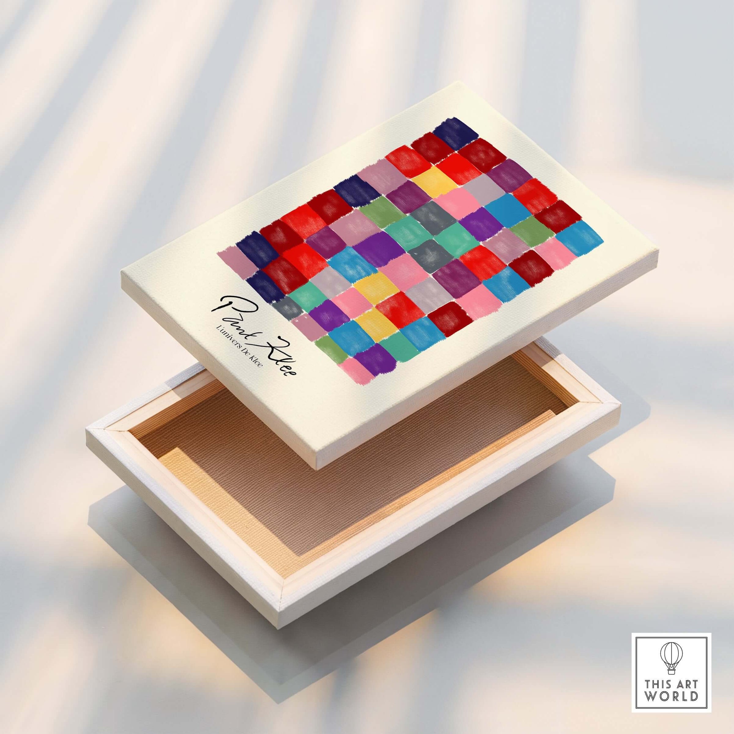 Paul Klee L univers De Klee Colorful Squares Abstract Grid Poster Art Print on a decorative box.