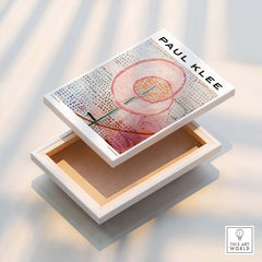 Paul Klee Blossoming Abstract Floral Modern Poster Art Print Decor displayed on a box with a colorful background.