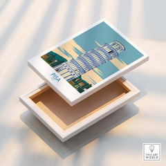 Pisa Wall Art Print | Italy Travel Poster featuring the leaning tower in an elegant design.