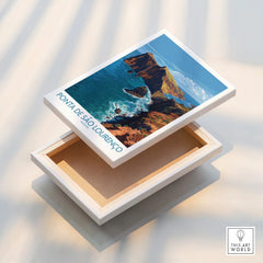 Ponta de São Lourenço Madeira canvas print with coastal landscape artwork on light background