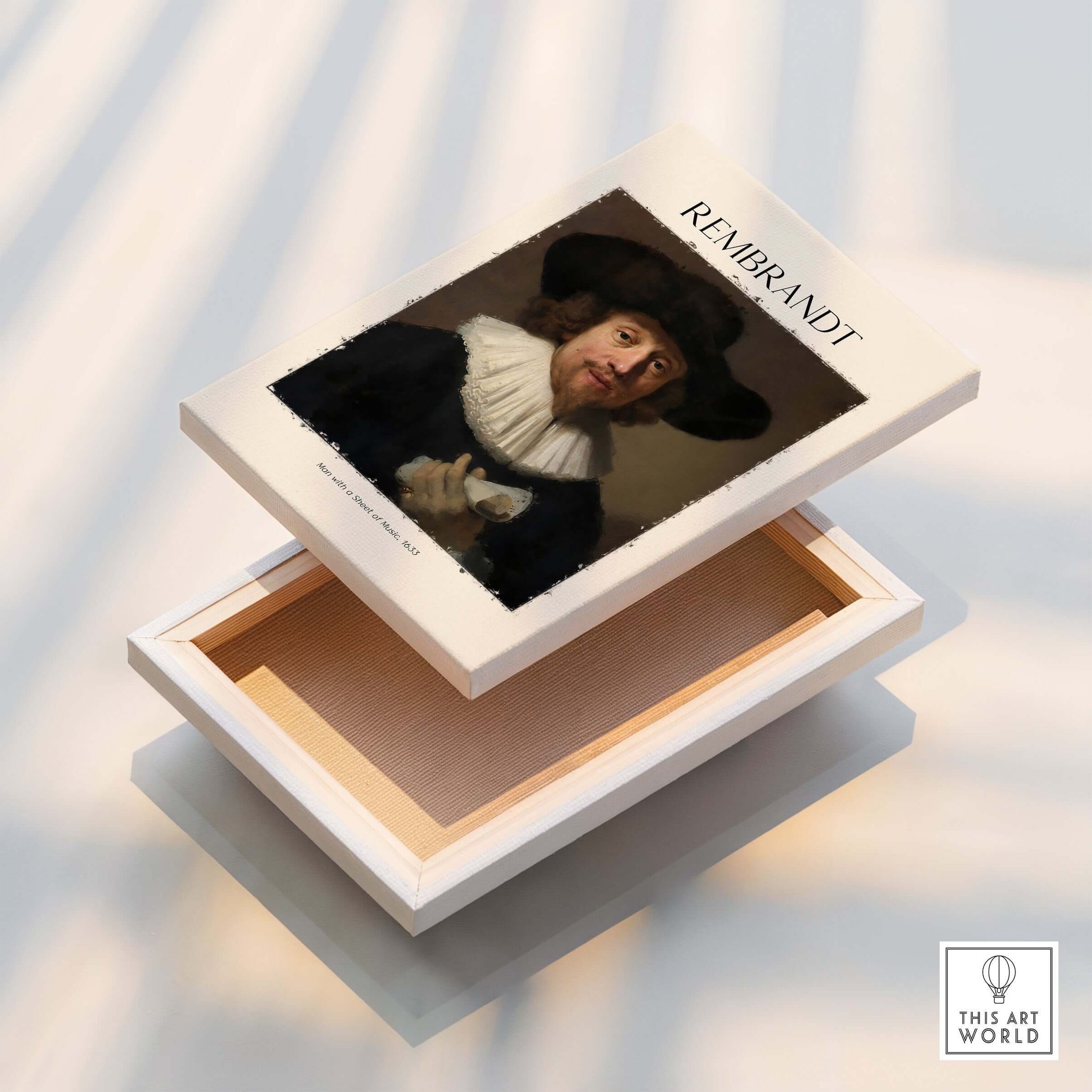 Rembrandt Man with Sheet Music 1633 Portrait Art Print Dutch Master Poster display box art piece