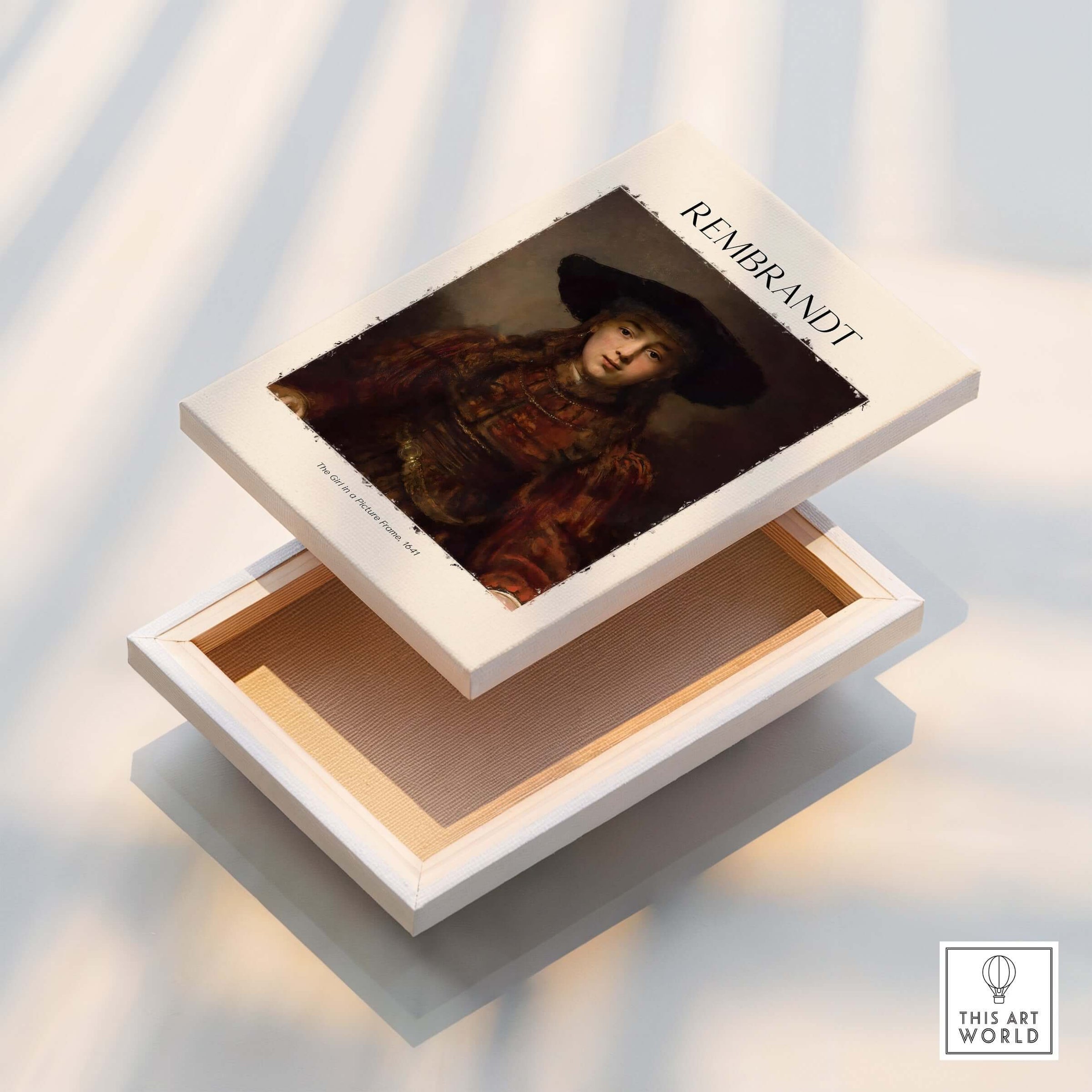 Rembrandt Girl Picture Frame 1641 Portrait Art Print Dutch Golden Age Poster Decor in an elegant display box.