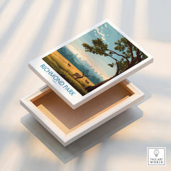 Richmond Park wall art canvas print with scenic deer landscape and city skyline detail