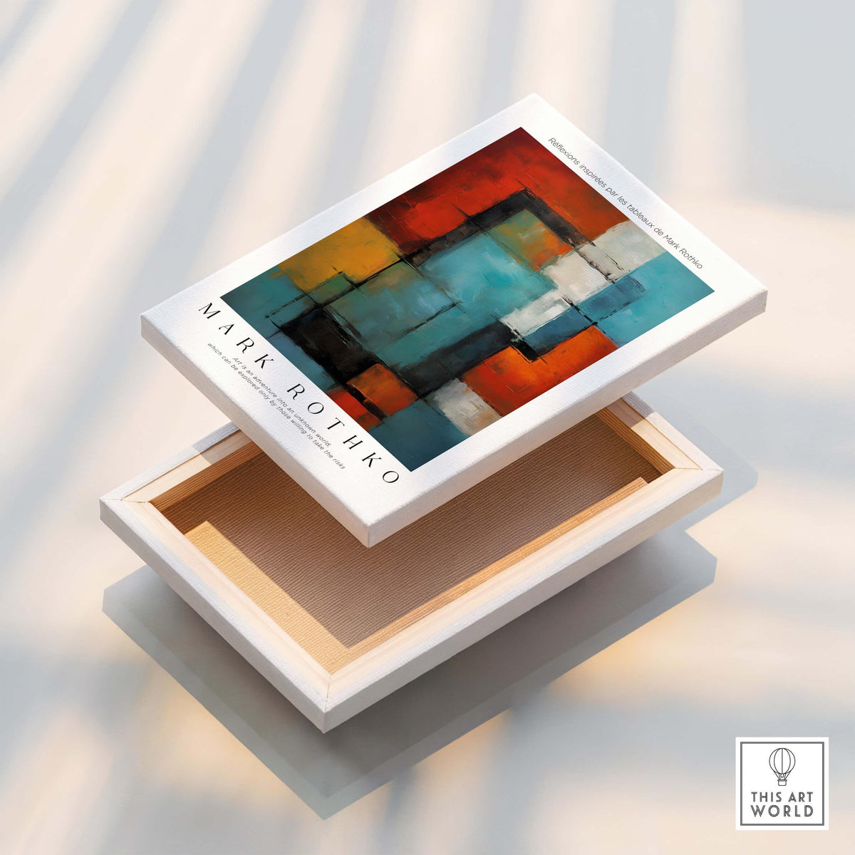 Rothko Style Modern Expressionist Painting Poster | Contemporary Wall Art displayed on a white box.
