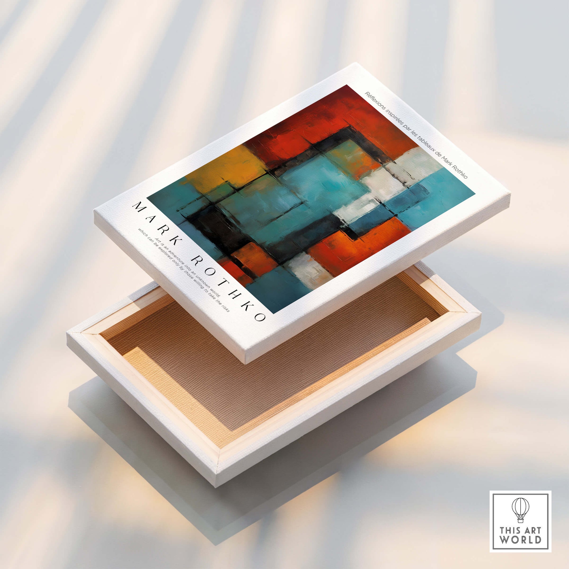 Rothko Style Modern Expressionist Painting Poster | Contemporary Wall Art displayed on a white box.