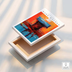 Rothko Style Bold Color Contrast Painting Print | Modern Wall Decor displayed in a wooden box with vibrant colors.