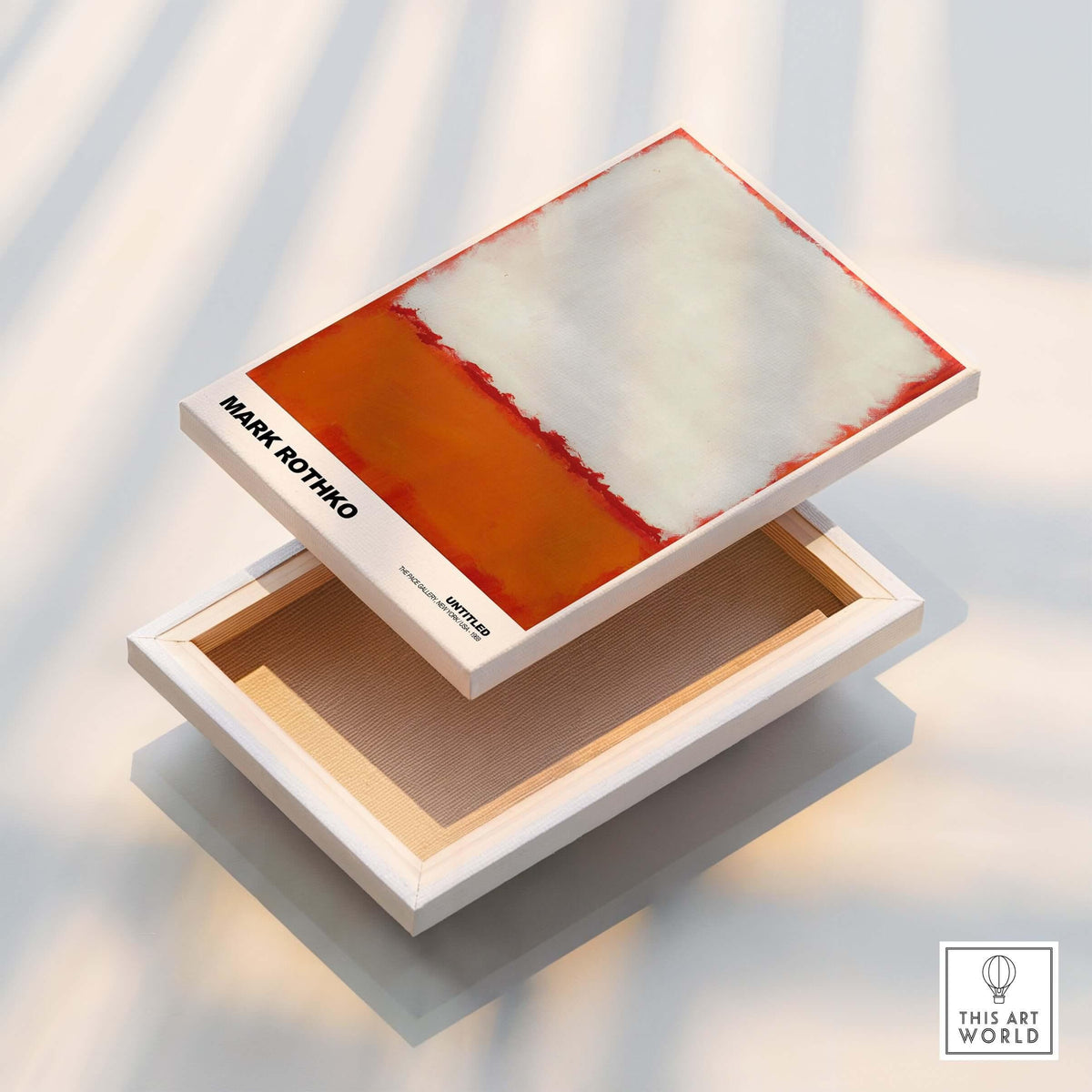 Mark Rothko Untitled 1969 Abstract Expressionism Poster White Orange Color Field Print box design with art print on top.