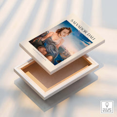 Salvador Dali Portrait Mrs Dorothy Spreckels 1942 Surrealist Seascape Art Print Poster displayed on a floating art box.