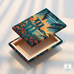 Singapore Wall Art Print - Southeast Asia Travel Poster featuring a decorative box with an image of Marina Bay Sands.