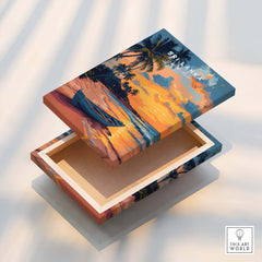Sri Lanka Sunset Art - Tropical Beach Poster, South Asia Travel Print on a decorative box