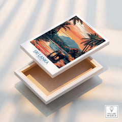 Sri Lanka Nature Art - Elephant in River Poster, Tropical Wildlife Print on a decorative box