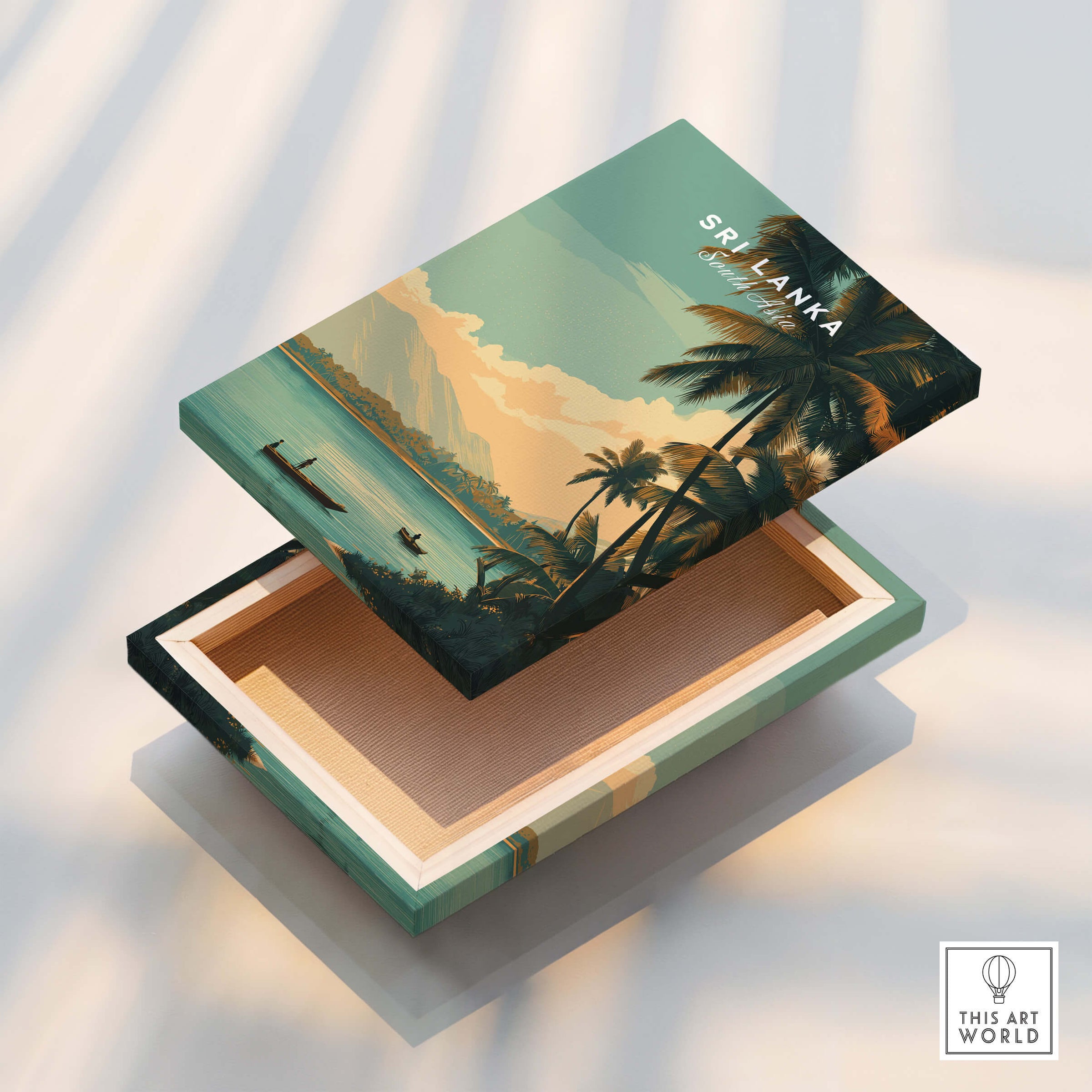 Sri Lanka Travel Poster | Sunset Wall Art Print featuring a beautiful landscape box design.