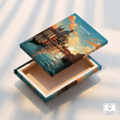 Venice Print decorative box featuring stunning canals and sunset over Venice's architecture.